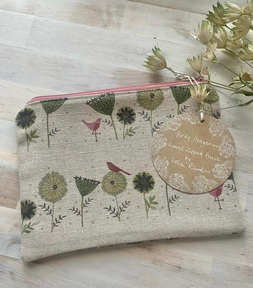 'Birdy Hedgerow' lined zip pouch