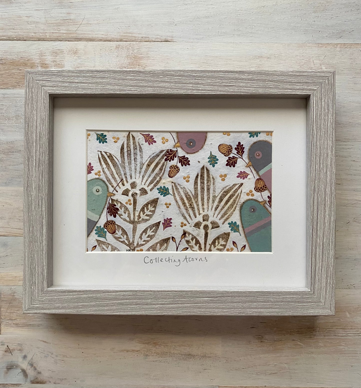 'Collecting Acorns' original painting