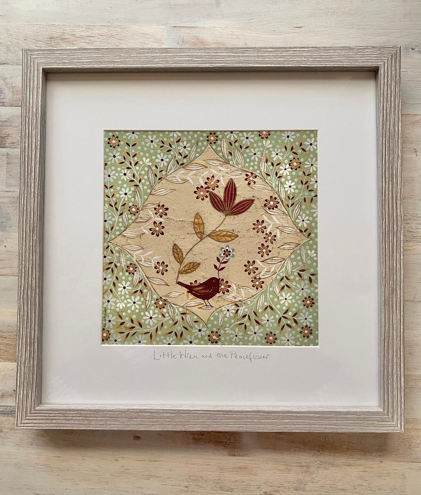 'Little Wren and the Peaceflower' original painting